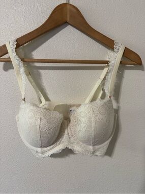 Aerie Real Power Balconette Lightly Lined Sunflower Lace Bra Cream NWT-34D